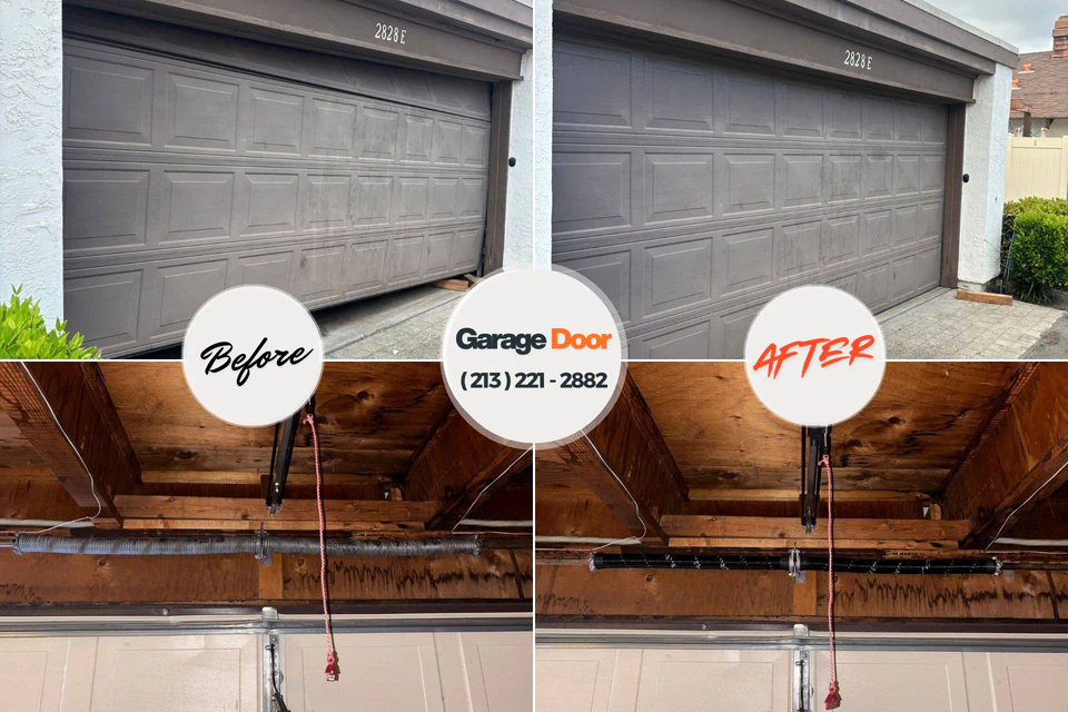 Before and after: garage door repair Wauna, WA